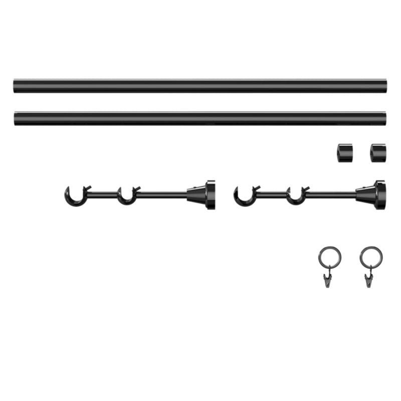 GoodHome Kimlos II enkelt gardinstang 19 mm 200 cm med sort endestykke