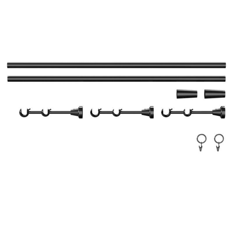 GoodHome Kimlos II enkelt gardinstang 19 mm 240 cm sort kegle