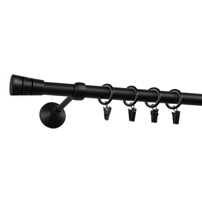 Enkelt gardinstang Siena 19 mm 200 cm mat-sort