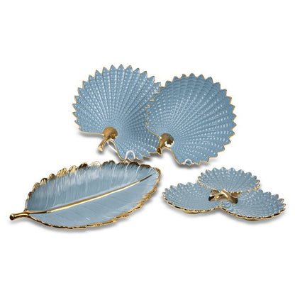 Keramisk Fad Hiral 37x35 cm Blå Guld