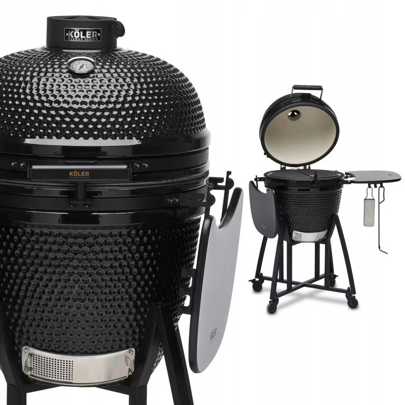 Keramisk Kamado Grill 54 cm Sort med Vogn