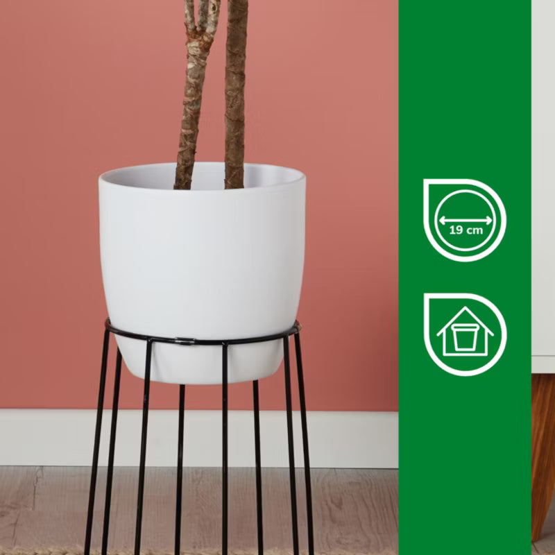 Keramisk Urtepotteskjuler Rund 19 cm Hvid