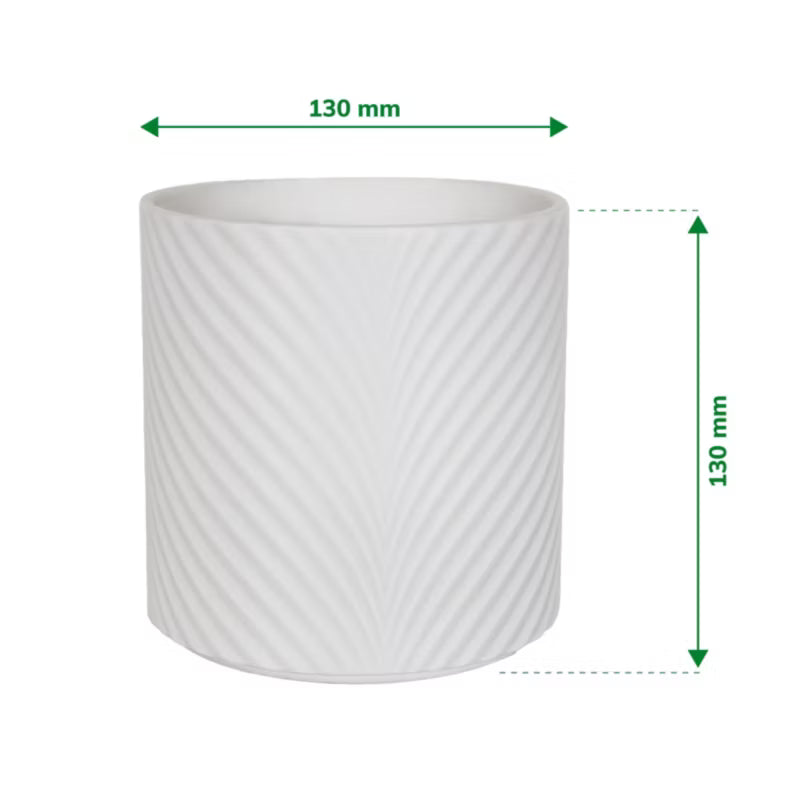 Keramisk Urtepotteskjuler Blad 13 cm Hvid