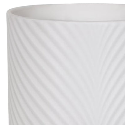 Keramisk Urtepotteskjuler Blad 13 cm Hvid
