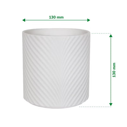 Keramisk Urtepotteskjuler Blad 13 cm Hvid