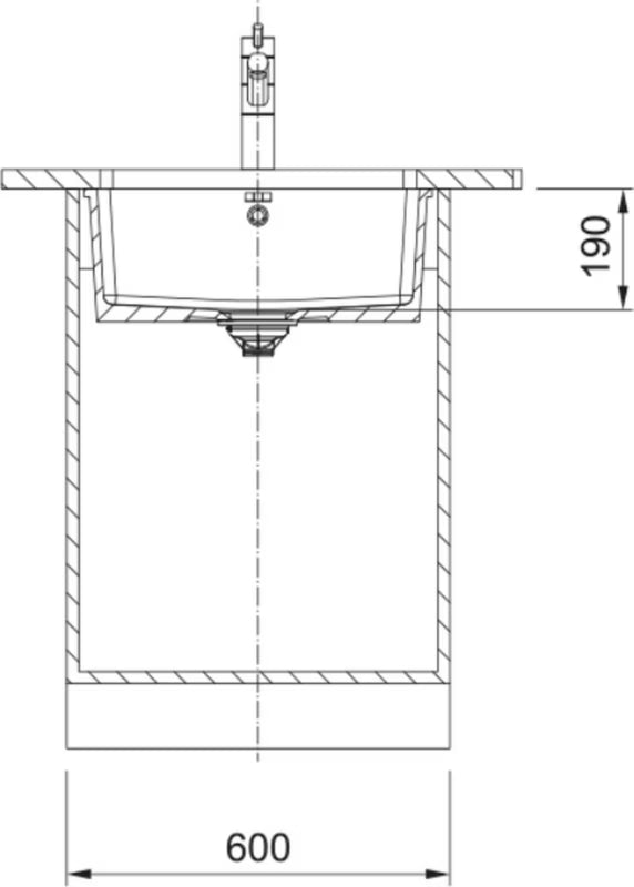 Keramisk Vask KubusX 1-Kammer 55x45 cm Onyx Blank