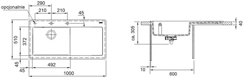 Keramisk Vask Mythos 100x51 cm Sort Mat