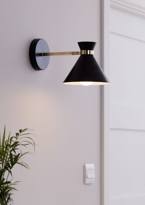 GoodHome Apennin E27 væglampe i mat‑sort