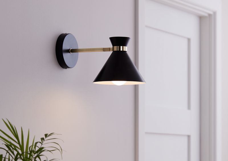GoodHome Apennin E27 væglampe i mat‑sort