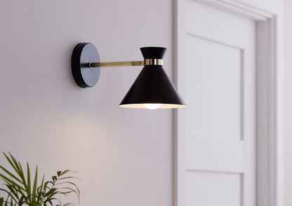 GoodHome Apennin E27 væglampe i mat‑sort