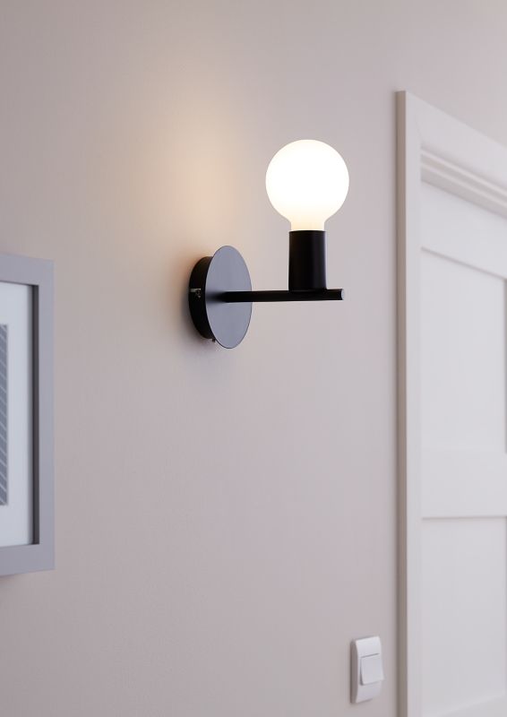 GoodHome Darrah 1-punkts væglampe E27 mat-sort
