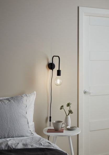 GoodHome Ghlin 1-punkts væglampe E27 mat-sort