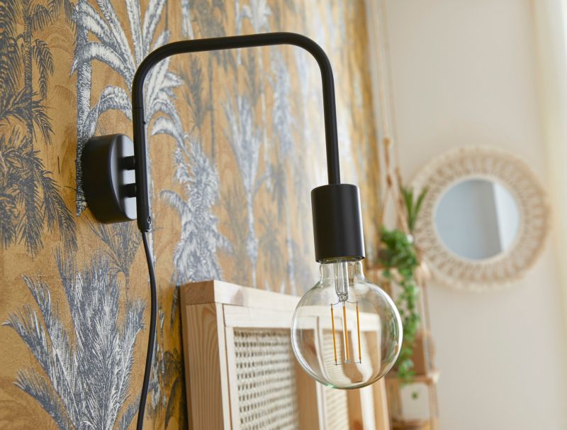 GoodHome Ghlin 1-punkts væglampe E27 mat-sort