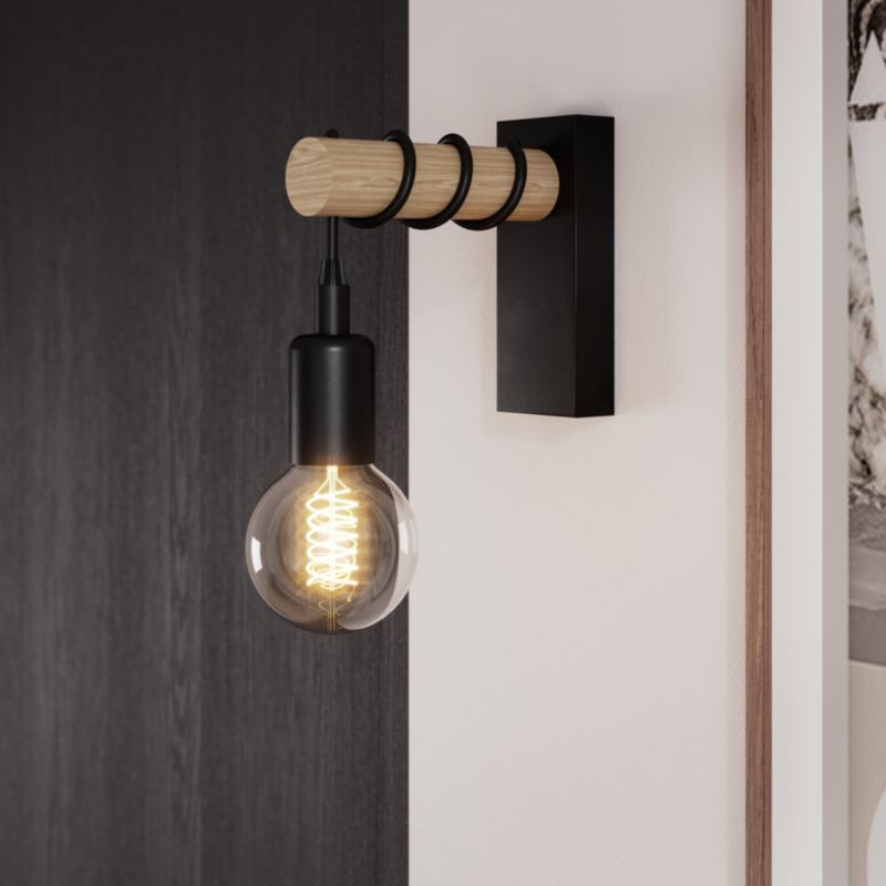 Væglampe GoodHome Hornero 1 x E27 træ