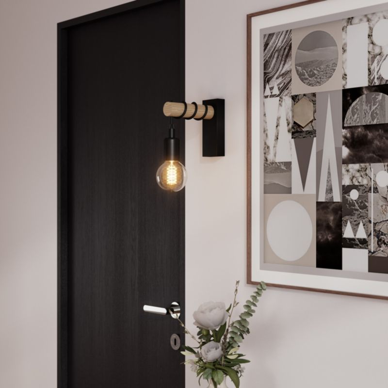 Væglampe GoodHome Hornero 1 x E27 træ
