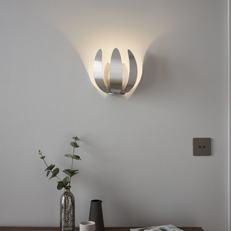GoodHome Pleiones 1-punkts væglampe E14 aluminium