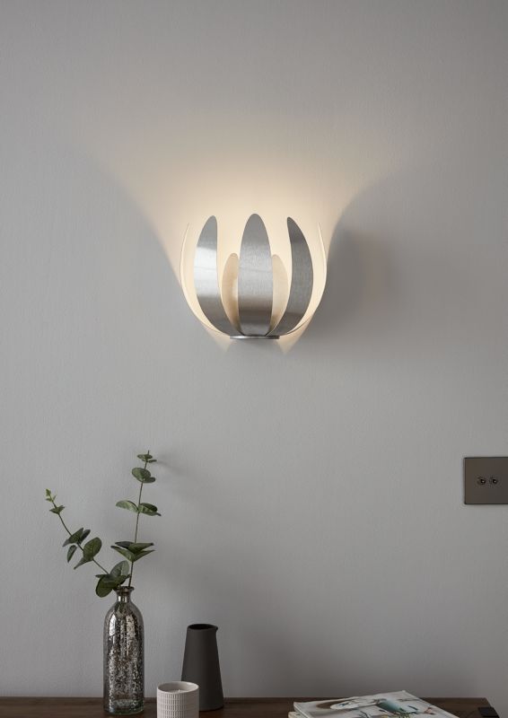 GoodHome Pleiones 1-punkts væglampe E14 aluminium