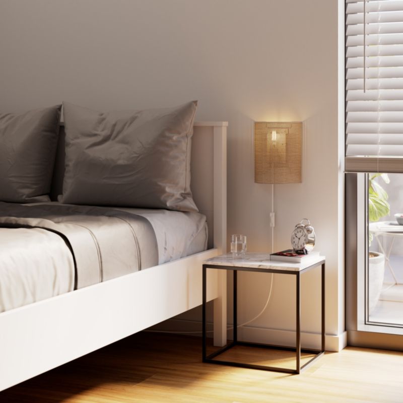 Væglampe Rifleman 1xE27 Rattan Natur/Hvid