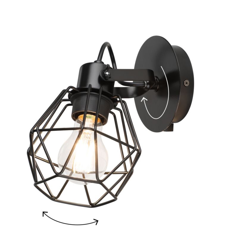 GoodHome Smertrio E27 væglampe i mat-sort