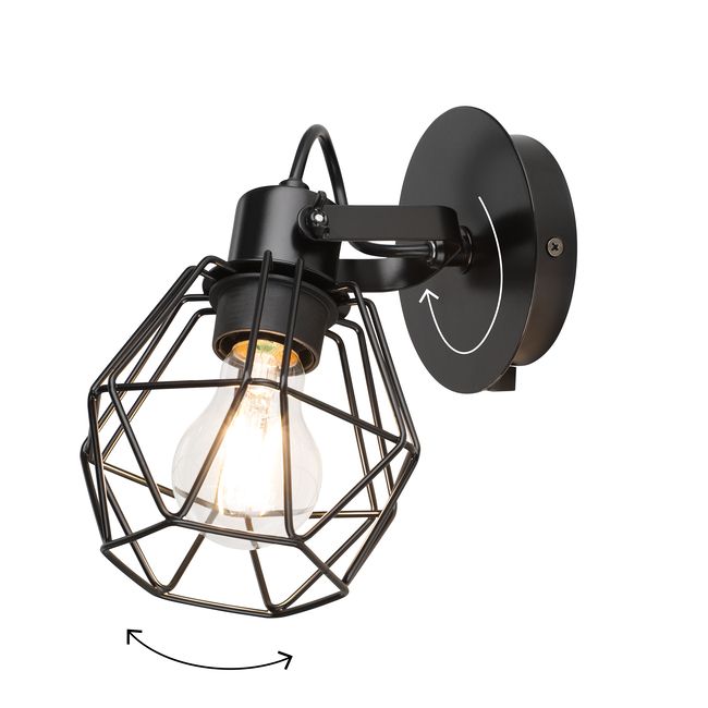 GoodHome Smertrio E27 væglampe i mat-sort