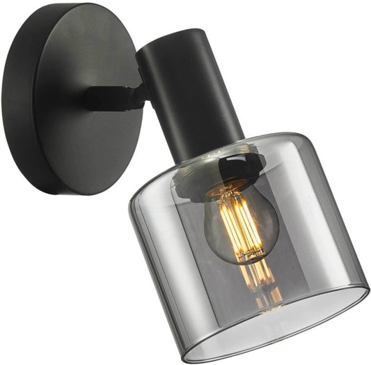 Italux Santia 1-punkts væglampe E27 mat-sort / smokey