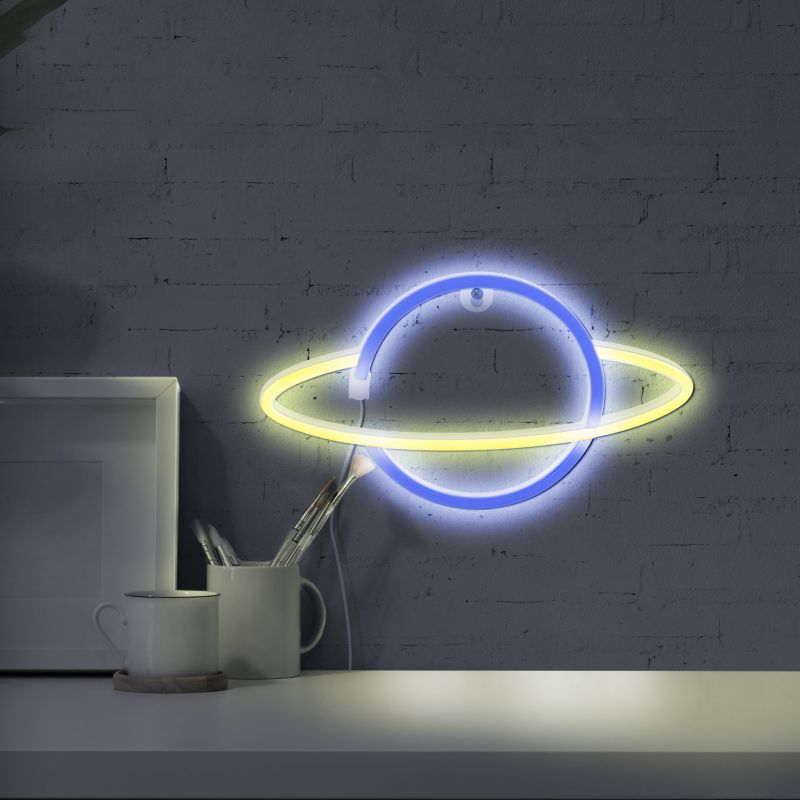 LED-væglampe Goldlux neon Planeta med USB