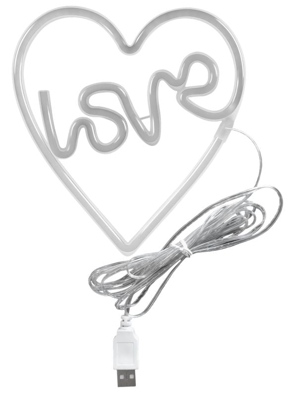 LED-væglampe Neon Hjerte Love 25,5x27 cm Hvid