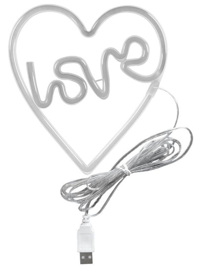 LED-væglampe Neon Hjerte Love 25,5x27 cm Hvid