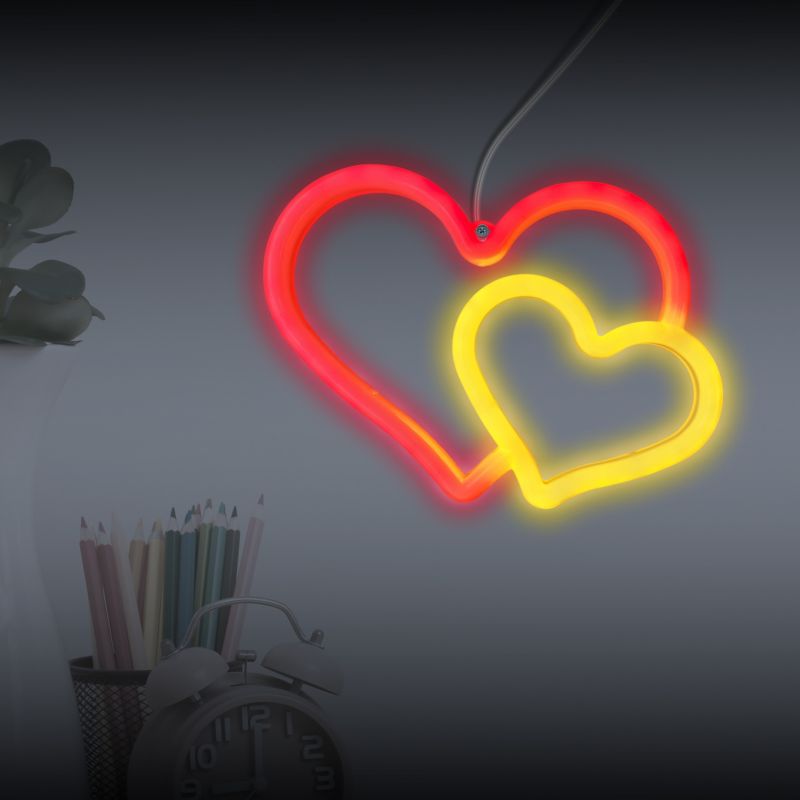 LED-væglampe Neon Hjerte USB 22,2x15,5 cm