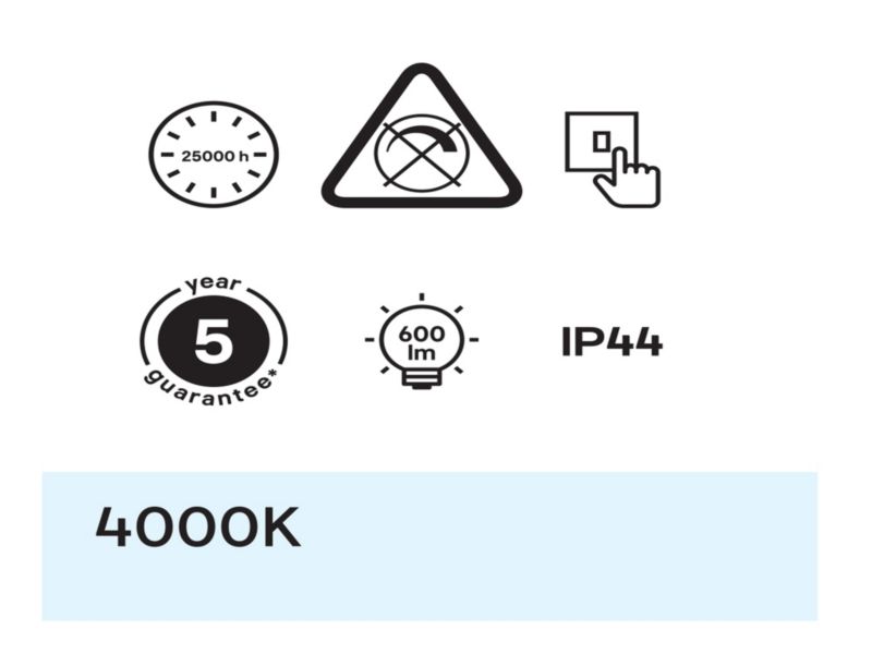 LED-væglampe GoodHome Yucata 600 lm 4000 K IP44 krom
