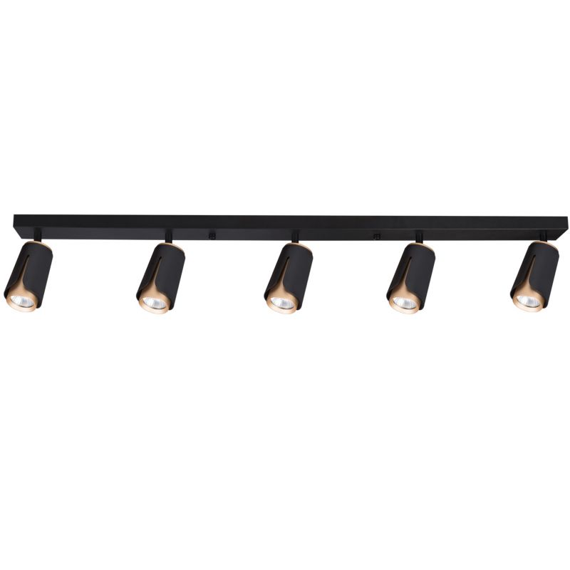 LED-væglampe XUDO med fem justerbare lamper 5 x GU10 sort-guld 1 stk.