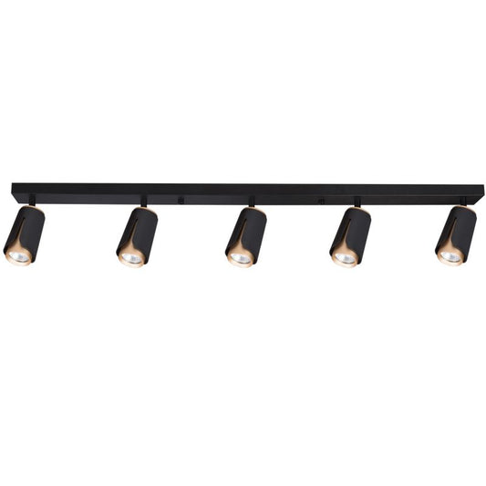LED-væglampe XUDO med fem justerbare lamper 5 x GU10 sort-guld 1 stk.
