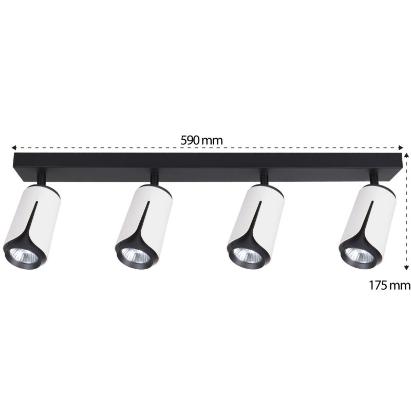 LED-væglampe XUDO firedobbelt justerbar 4 x GU10 hvid-sort 1 stk.