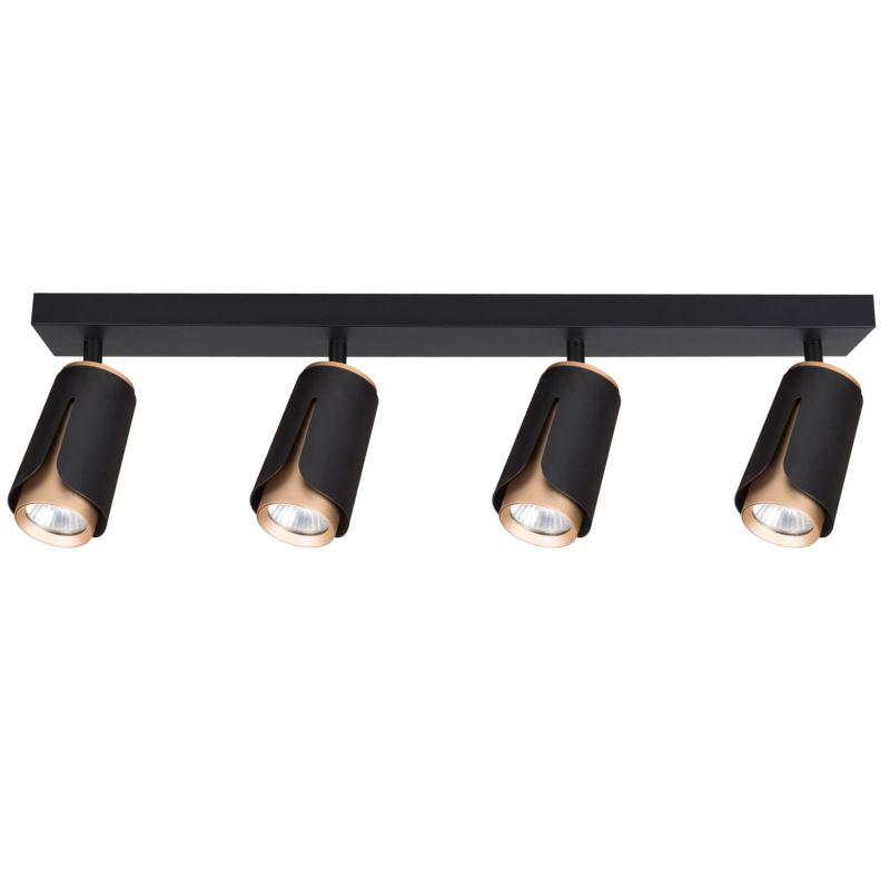 LED-væglampe XUDO firedobbelt justerbar 4 x GU10 mat-sort og guld 1 stk.