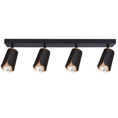 LED-væglampe XUDO firedobbelt justerbar 4 x GU10 mat-sort og guld 1 stk.