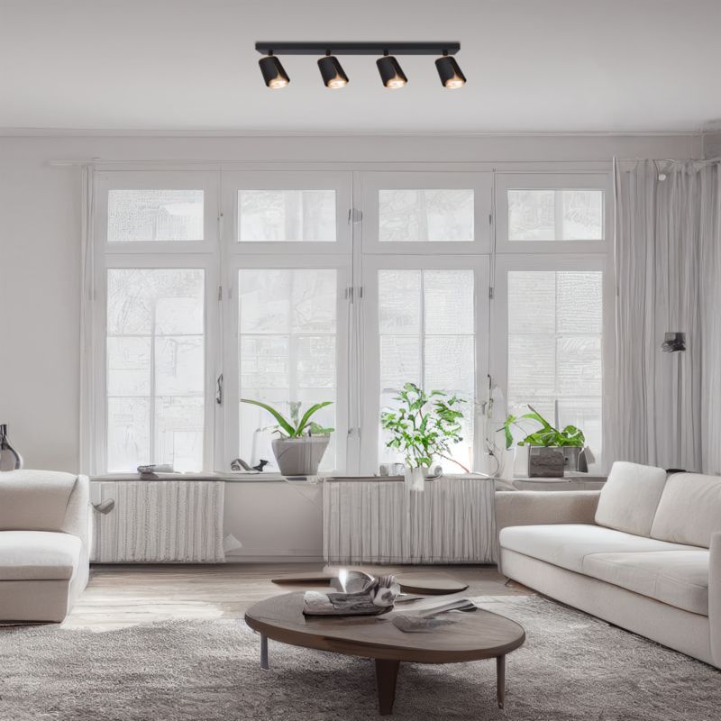LED-væglampe XUDO firedobbelt justerbar 4 x GU10 mat-sort og guld 1 stk.