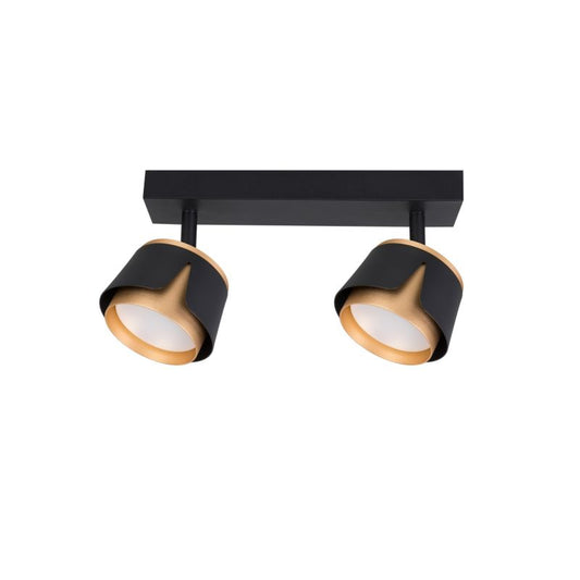 XUDO dobbelt LED-væglampe med justerbare lamper 2 x GX53 mat-sort og guld