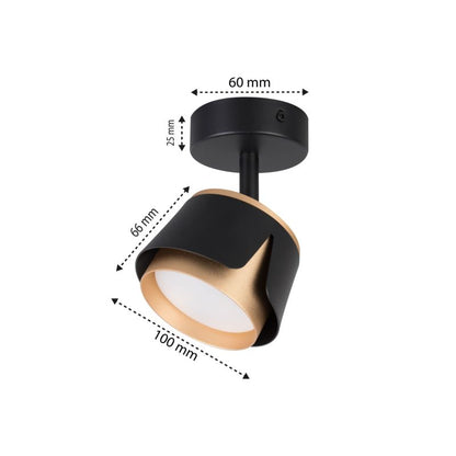 LED-væglampe XUDO enkelt justerbar 1 x GX53 mat-sort og guld 1 stk.
