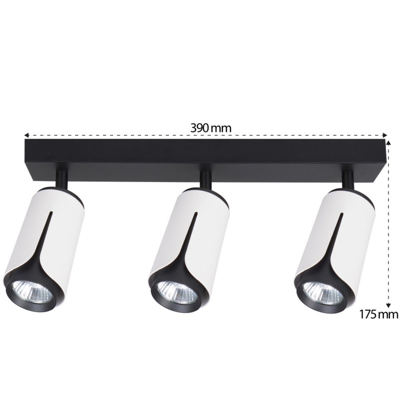 LED-væglampe XUDO tredobbelt justerbar 3 x GU10 hvid-sort 1 stk.