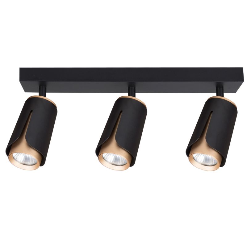 LED-væglampe XUDO tredobbelt justerbar 3 x GU10 mat-sort og guld 1 stk.