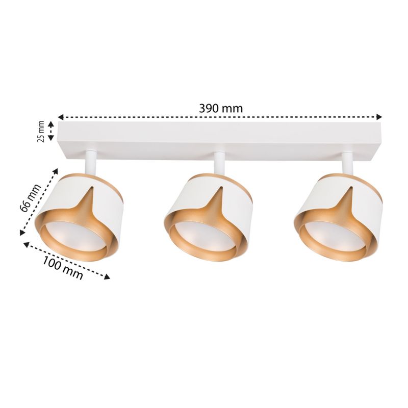 LED-væglampe XUDO tredobbelt justerbar 3 x GX53 hvid-guld 1 stk.
