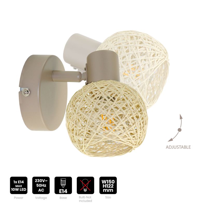 Væglampe Milagro Dex 1xE14 Beige
