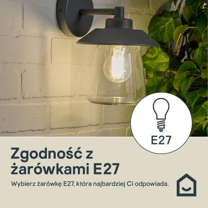 Væglampe Kebel 1xE27 Grå IP44