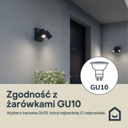 Vægarmatur Tongoa 2xGU10 Sort 160 mm