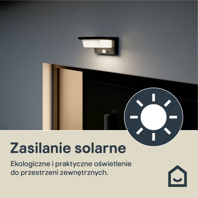 Solcelle Væglampe Cannelle 630 lm 5000 K Sort med Bevægelsessensor
