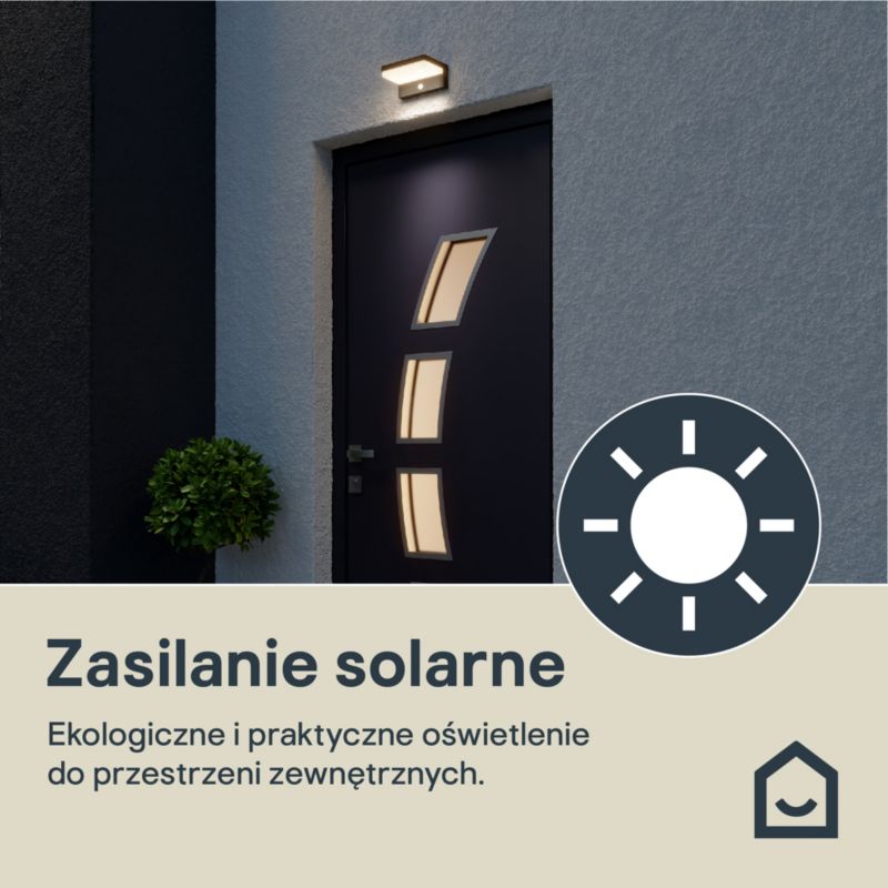 Solarklink Woodruff 600 lm 5000 K med Bevægelsessensor Sort