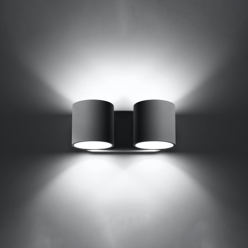 Sollux Lighting ORBIS 2 grå dobbelt væglampe i aluminium, 1 stk.