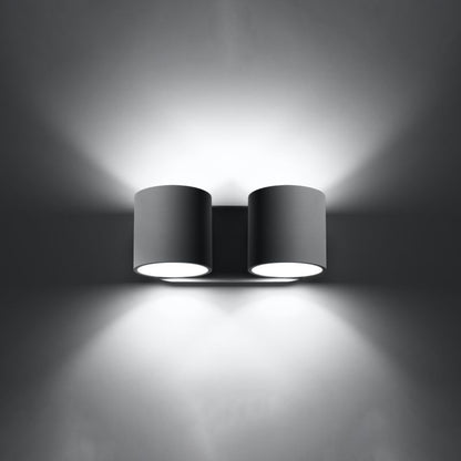 Sollux Lighting ORBIS 2 grå dobbelt væglampe i aluminium, 1 stk.