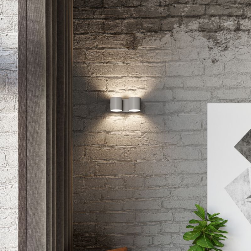 Sollux Lighting ORBIS 2 grå dobbelt væglampe i aluminium, 1 stk.