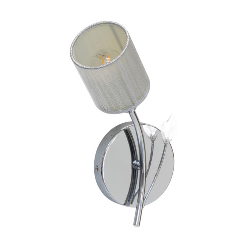 Væglampe SPOT Light 1xE14 Maks. 9W Elegant Kombination af Krom og Sølvfarvet Stof, Polsk Producent, 1 stk.